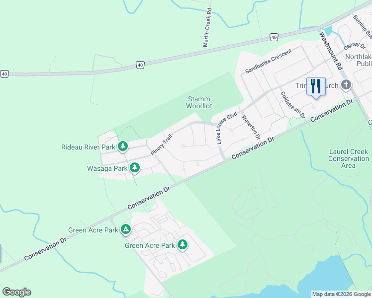 map of restaurants, bars, coffee shops, grocery stores, and more near 706 Springwater Place in Waterloo