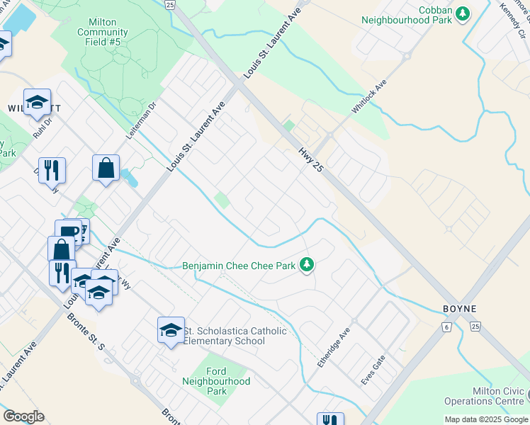 map of restaurants, bars, coffee shops, grocery stores, and more near 403 Whitlock Avenue in Milton
