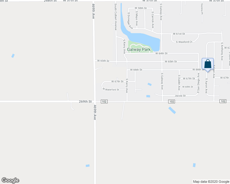 map of restaurants, bars, coffee shops, grocery stores, and more near 7704 West Waterford Street in Sioux Falls
