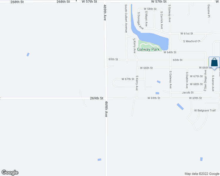 map of restaurants, bars, coffee shops, grocery stores, and more near 7822 West 67th Street in Sioux Falls