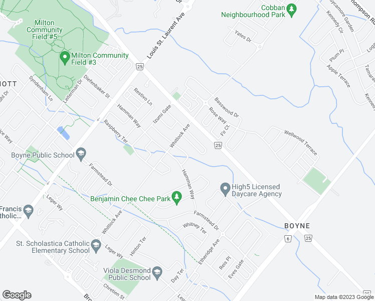 map of restaurants, bars, coffee shops, grocery stores, and more near 1319 Britton Crescent in Milton