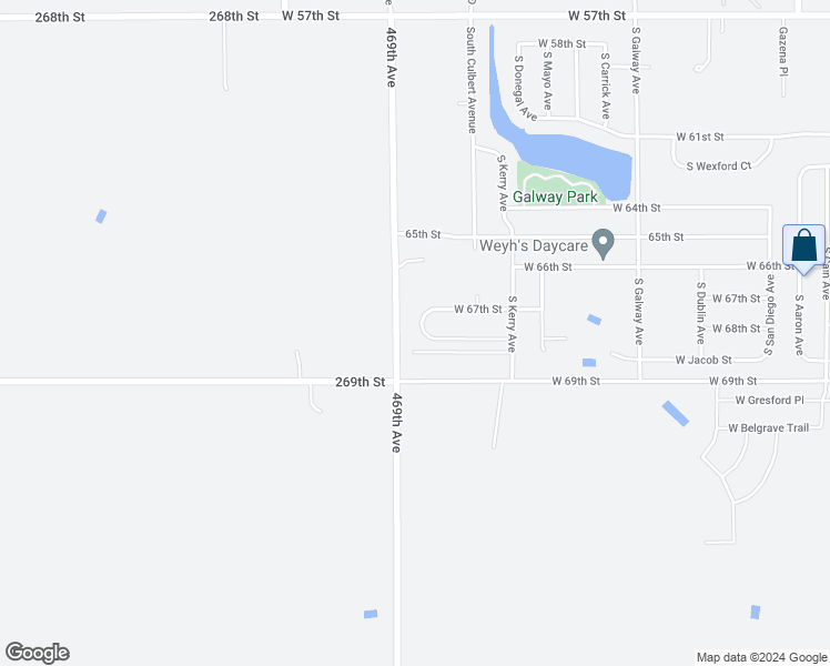 map of restaurants, bars, coffee shops, grocery stores, and more near 7820 West 67th Street in Sioux Falls