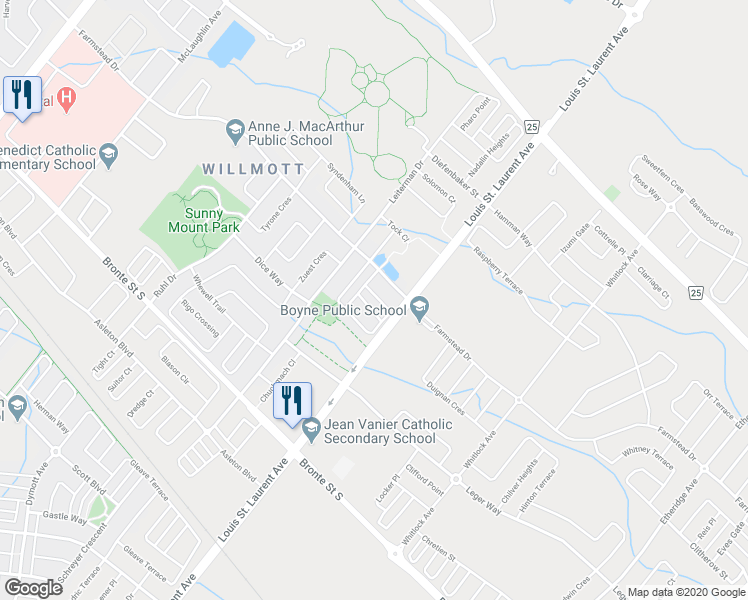 map of restaurants, bars, coffee shops, grocery stores, and more near 519 Cavanagh Lane in Milton