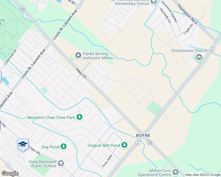 map of restaurants, bars, coffee shops, grocery stores, and more near 565 Juneberry Court in Milton