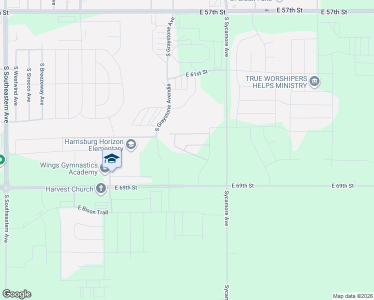 map of restaurants, bars, coffee shops, grocery stores, and more near 5915 South Whisper Creek Place in Sioux Falls