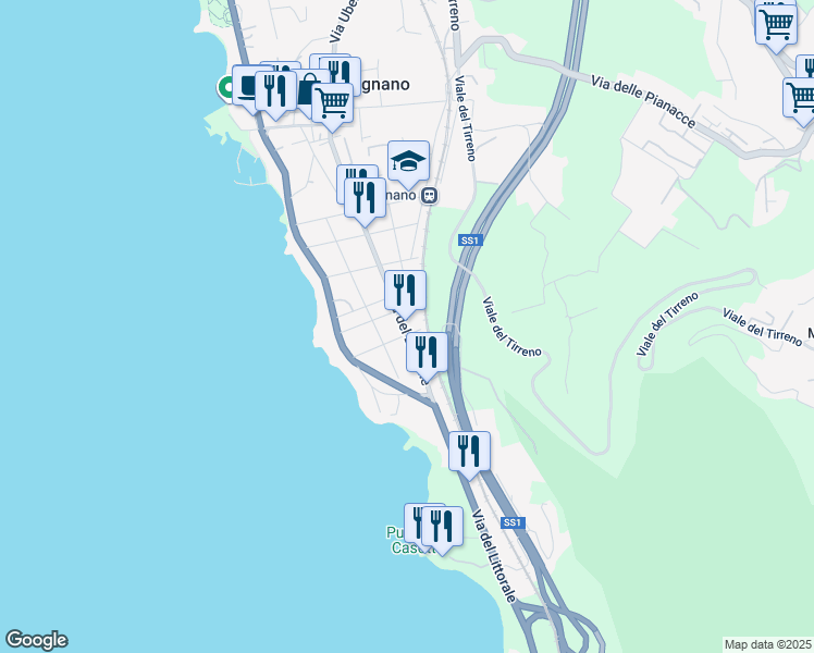 map of restaurants, bars, coffee shops, grocery stores, and more near 14 Via Don Renzo Gori in Livorno
