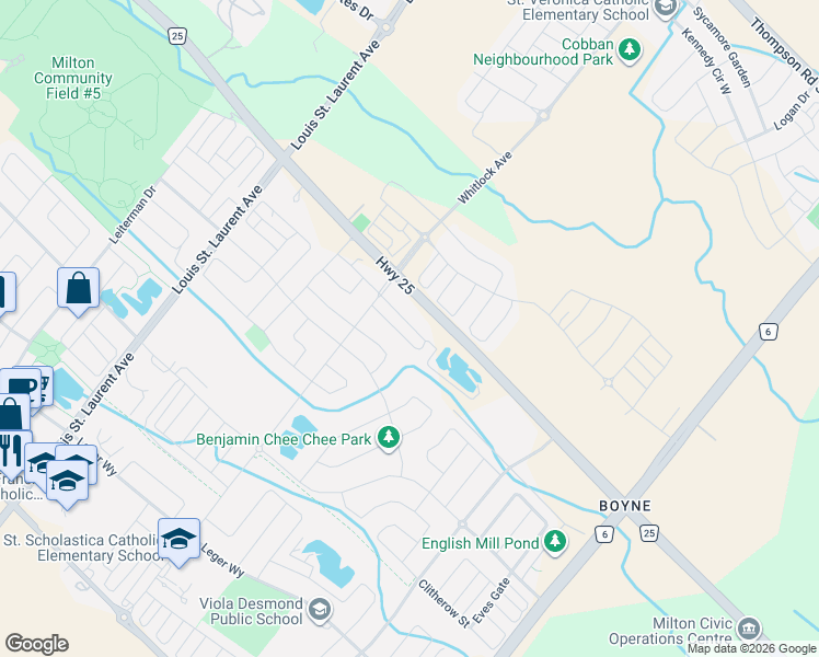 map of restaurants, bars, coffee shops, grocery stores, and more near 1403 Clarriage Court in Milton