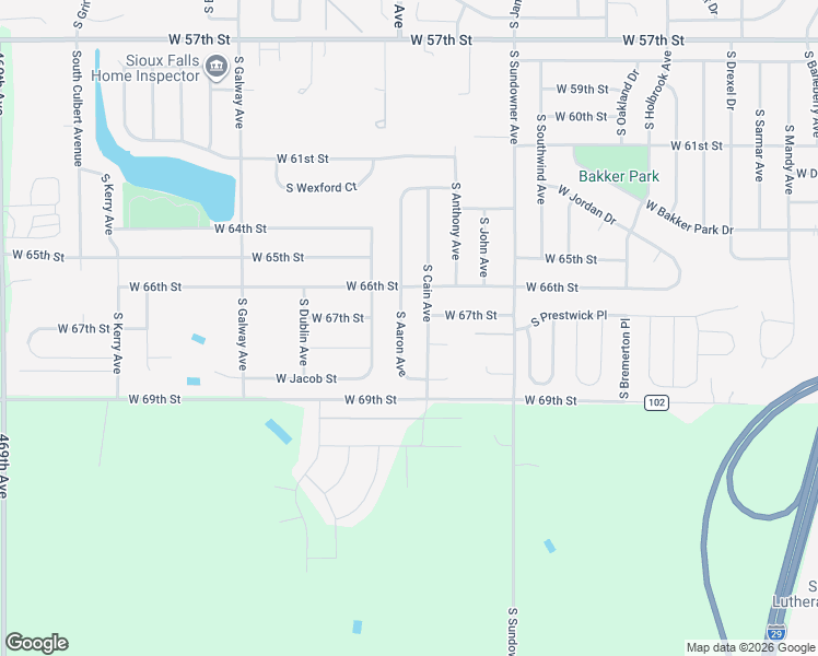 map of restaurants, bars, coffee shops, grocery stores, and more near S Cain Ave in Sioux Falls