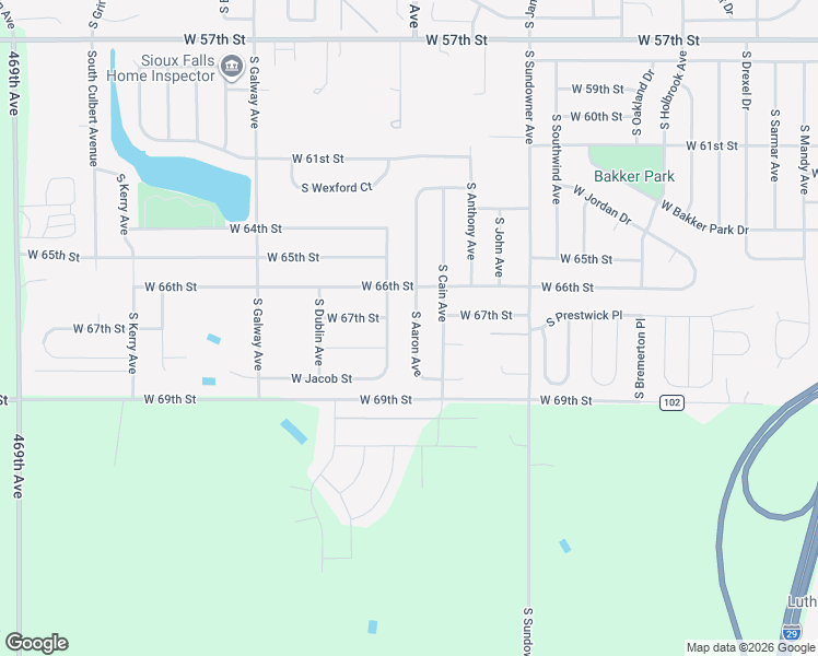 map of restaurants, bars, coffee shops, grocery stores, and more near 6901 West 66th Street in Sioux Falls
