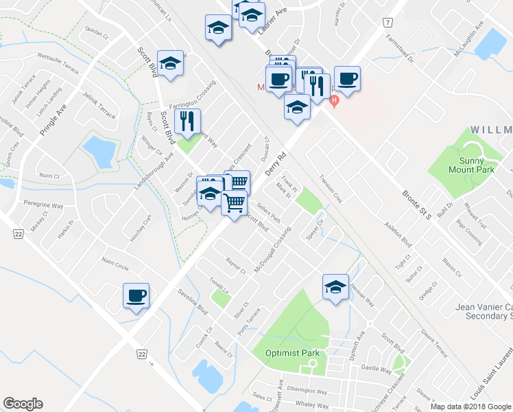 map of restaurants, bars, coffee shops, grocery stores, and more near 620 Sellers Path in Milton
