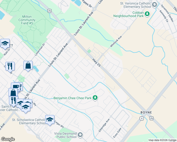 map of restaurants, bars, coffee shops, grocery stores, and more near 459 Whitlock Avenue in Milton