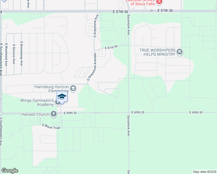 map of restaurants, bars, coffee shops, grocery stores, and more near 5401 South Sycamore Avenue in Harrisburg