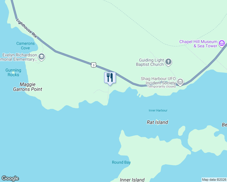 map of restaurants, bars, coffee shops, grocery stores, and more near 39 Prospect Point Road in Shag Harbour