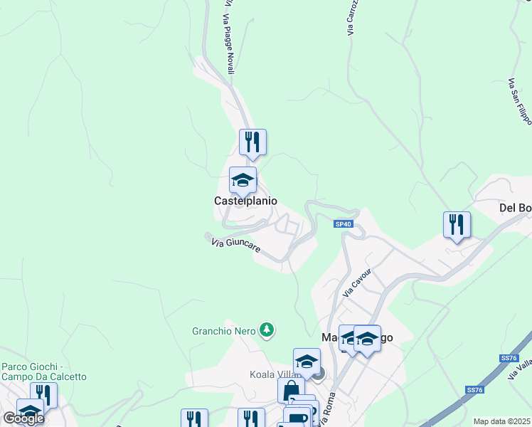 map of restaurants, bars, coffee shops, grocery stores, and more near 2 Via Sabatucci in Castelplanio
