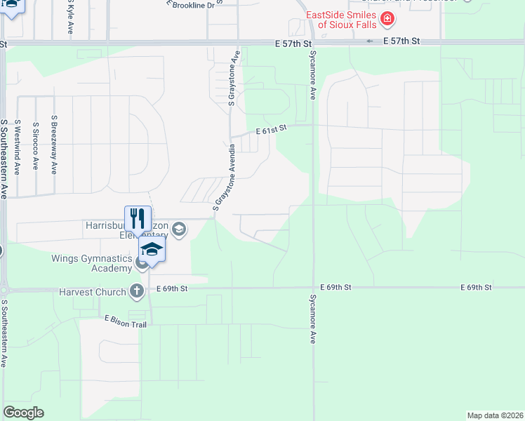 map of restaurants, bars, coffee shops, grocery stores, and more near 5401 South Sycamore Avenue in Harrisburg