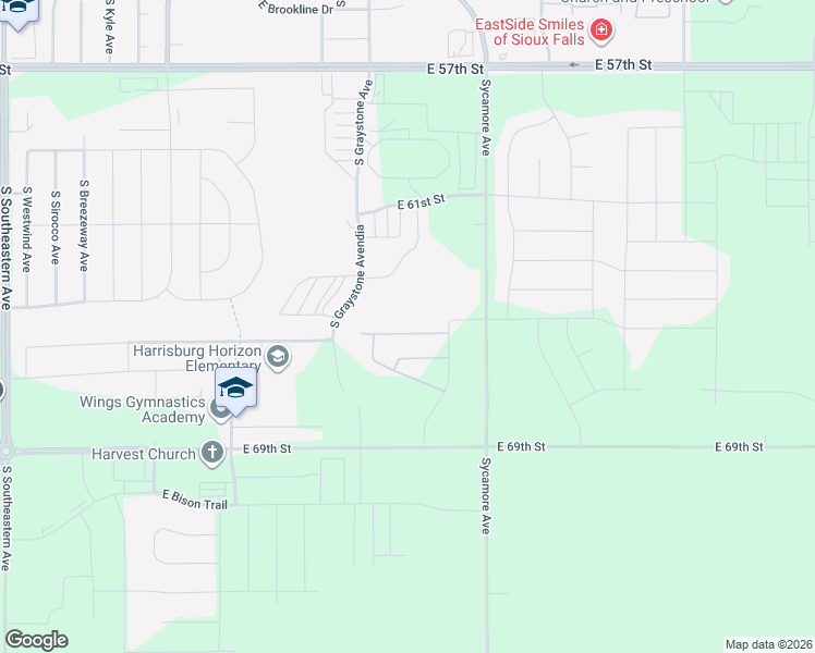 map of restaurants, bars, coffee shops, grocery stores, and more near 5401 South Sycamore Avenue in Harrisburg
