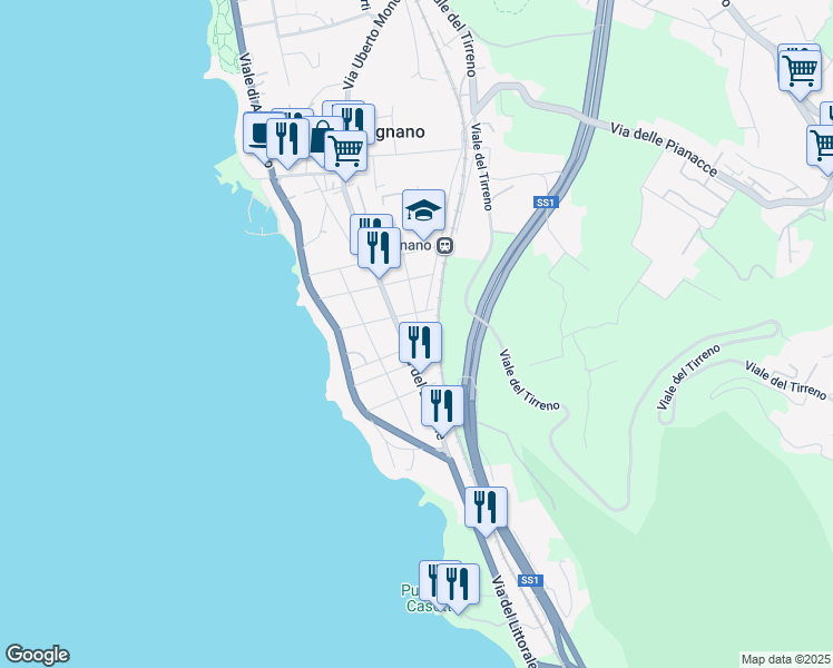 map of restaurants, bars, coffee shops, grocery stores, and more near 15 Via Filippo Corridoni in Livorno