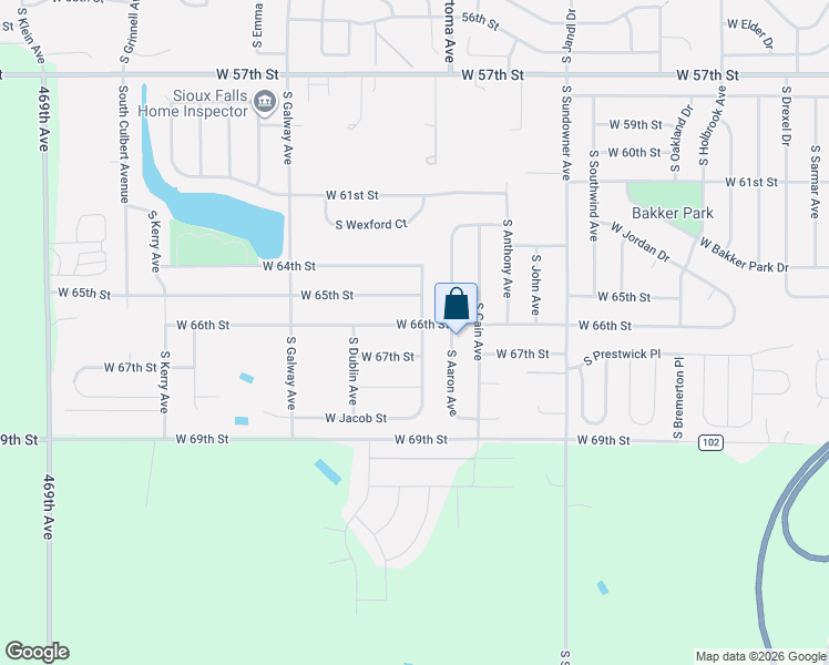 map of restaurants, bars, coffee shops, grocery stores, and more near 6901 West 66th Street in Sioux Falls