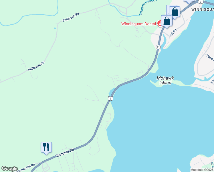 map of restaurants, bars, coffee shops, grocery stores, and more near 800 Laconia Road in Tilton