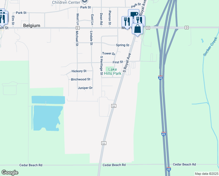 map of restaurants, bars, coffee shops, grocery stores, and more near 271 Julie Anna Court in Belgium