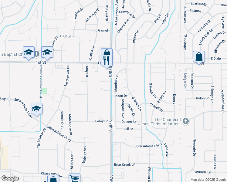 map of restaurants, bars, coffee shops, grocery stores, and more near 370 South Ammon Road in Ammon