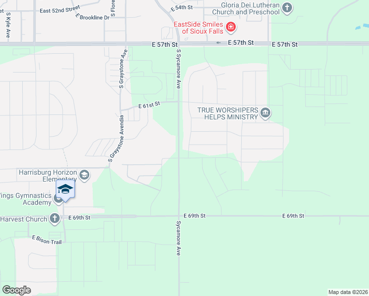 map of restaurants, bars, coffee shops, grocery stores, and more near 26867 Sycamore Avenue in Harrisburg