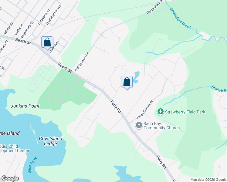 map of restaurants, bars, coffee shops, grocery stores, and more near 4 Breakwater Way in Saco