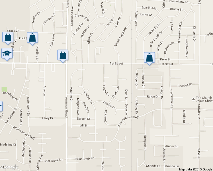 map of restaurants, bars, coffee shops, grocery stores, and more near 397 S Heath Ln in Idaho Falls