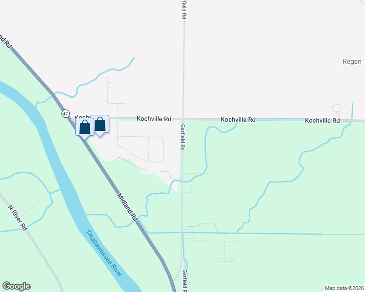 map of restaurants, bars, coffee shops, grocery stores, and more near 5881 Garfield Road in Saginaw