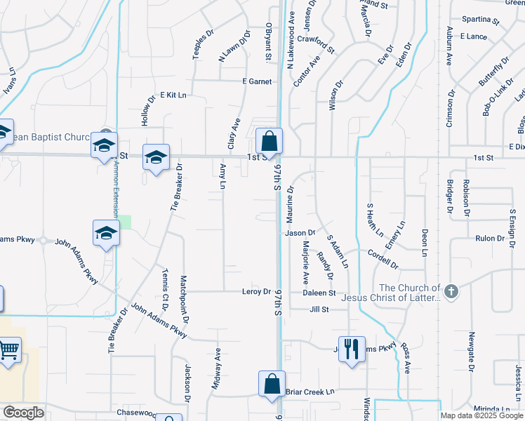 map of restaurants, bars, coffee shops, grocery stores, and more near 370 South Ammon Road in Ammon