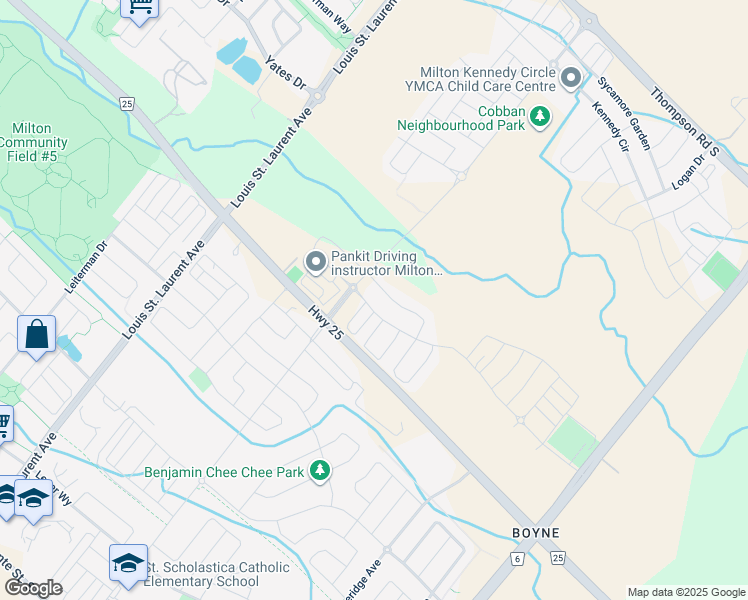 map of restaurants, bars, coffee shops, grocery stores, and more near 1299 Rose Way in Milton