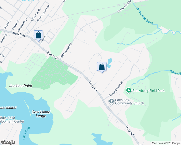 map of restaurants, bars, coffee shops, grocery stores, and more near 4 Breakwater Way in Saco