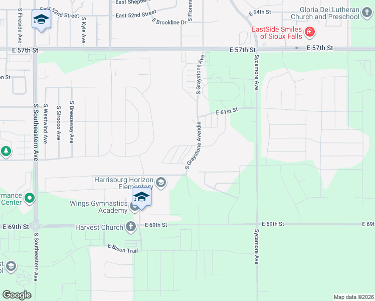 map of restaurants, bars, coffee shops, grocery stores, and more near 5405 South Graystone Avenue in Sioux Falls