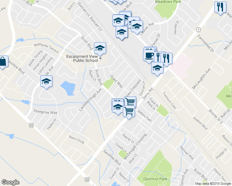 map of restaurants, bars, coffee shops, grocery stores, and more near 208 Weston Drive in Milton