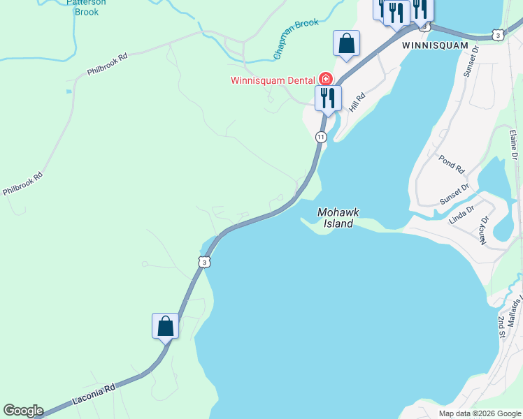 map of restaurants, bars, coffee shops, grocery stores, and more near 844 Laconia Road in Tilton