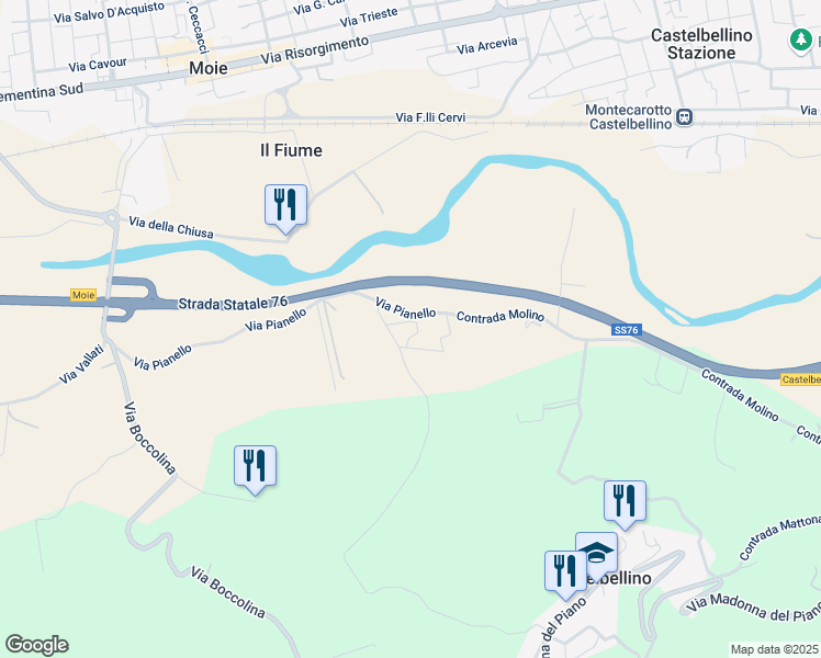map of restaurants, bars, coffee shops, grocery stores, and more near 5 Via Pianello in Provincia di Ancona