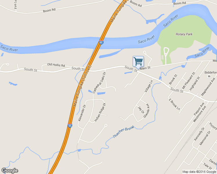 map of restaurants, bars, coffee shops, grocery stores, and more near 17 Deer Run Drive in Biddeford