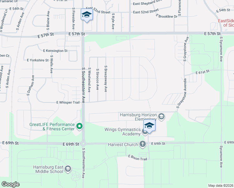 map of restaurants, bars, coffee shops, grocery stores, and more near East Stoney Brook Trail in Sioux Falls