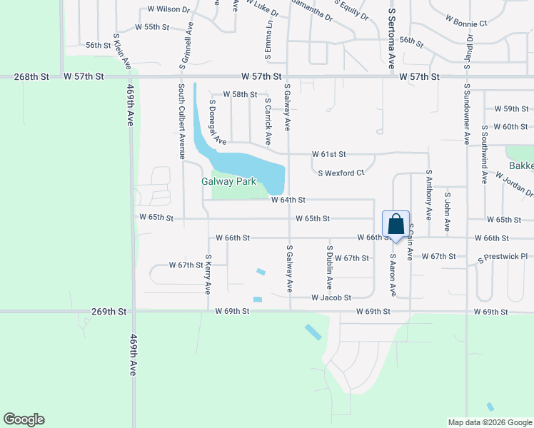 map of restaurants, bars, coffee shops, grocery stores, and more near 7405 West 65th Street in Sioux Falls