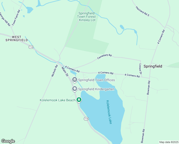 map of restaurants, bars, coffee shops, grocery stores, and more near 231 4 Corners Road in Springfield