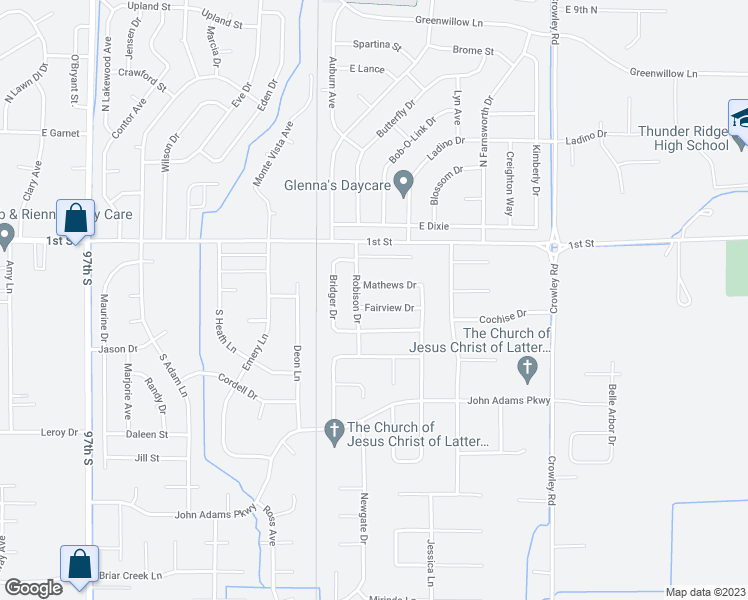 map of restaurants, bars, coffee shops, grocery stores, and more near 4119 Fairview Drive in Ammon