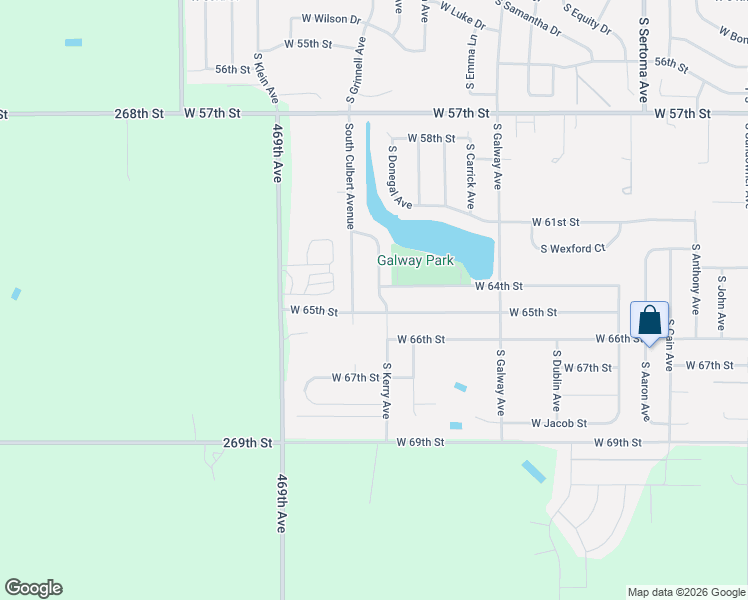 map of restaurants, bars, coffee shops, grocery stores, and more near 7601 West 65th Street in Sioux Falls