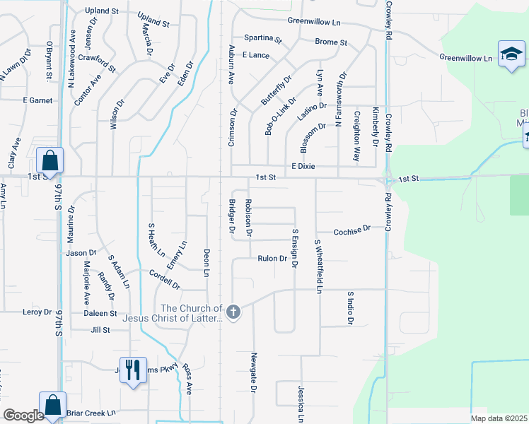 map of restaurants, bars, coffee shops, grocery stores, and more near 193 Robison Drive in Ammon