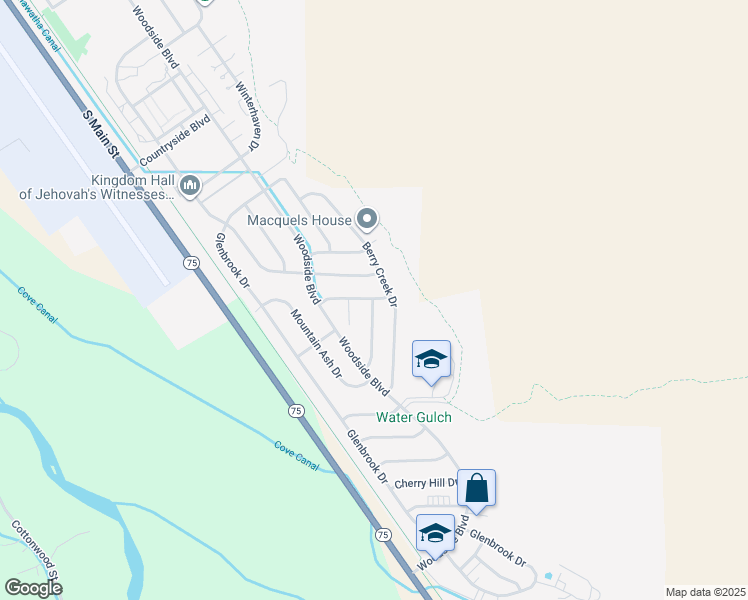map of restaurants, bars, coffee shops, grocery stores, and more near 3259 Flowing Wells Drive in Hailey