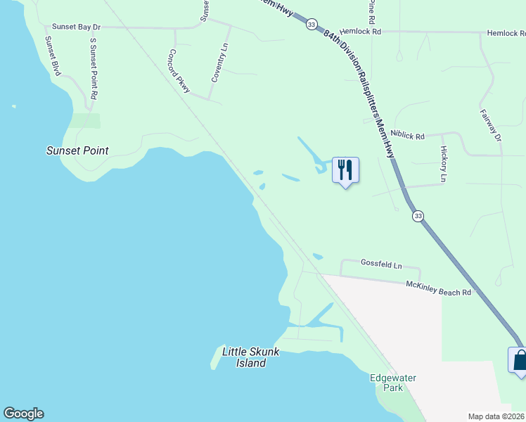 map of restaurants, bars, coffee shops, grocery stores, and more near N8283 North McKinley Beach Road in Beaver Dam