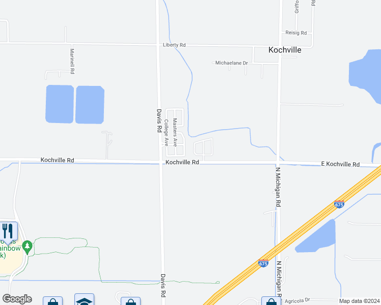 map of restaurants, bars, coffee shops, grocery stores, and more near 1900 Kochville Road in Saginaw