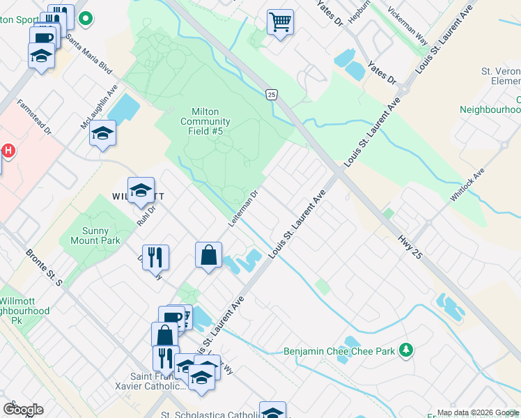 map of restaurants, bars, coffee shops, grocery stores, and more near 1135 Solomon Court in Milton