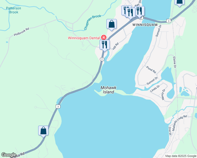 map of restaurants, bars, coffee shops, grocery stores, and more near 885 Laconia Road in Tilton