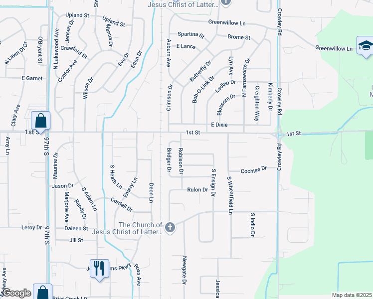 map of restaurants, bars, coffee shops, grocery stores, and more near 193 Robison Drive in Ammon