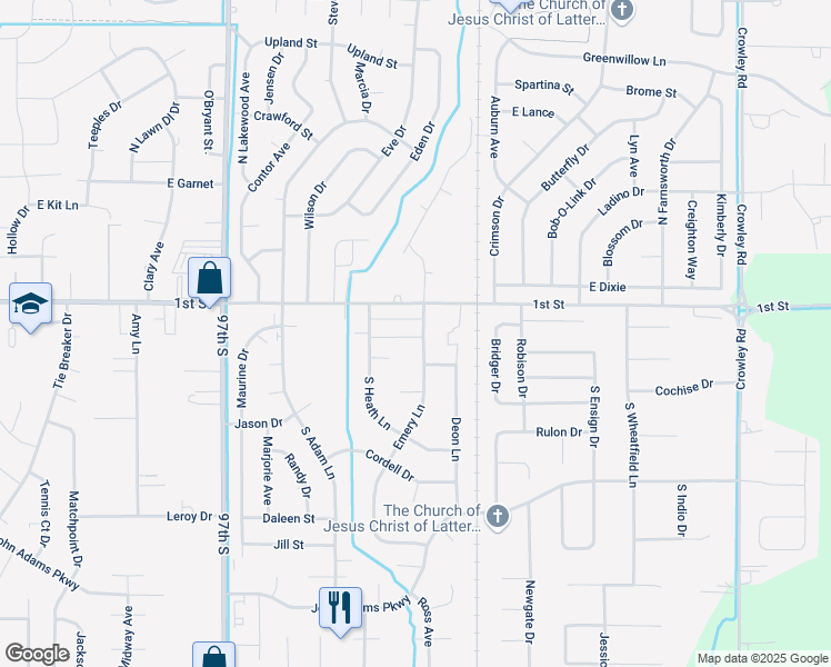 map of restaurants, bars, coffee shops, grocery stores, and more near 188 Emery Lane in Idaho Falls